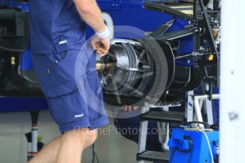 World © Octane Photographic Ltd. Sauber F1 Team C34-Ferrari – Marcus Ericsson. Thursday 17th September 2015, F1 Singapore Grand Prix Pit lane, Marina Bay. Digital Ref: 1424CB7D9631