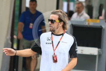 World © Octane Photographic Ltd. McLaren Honda MP4/30 – Fernando Alonso. Thursday 17th September 2015, F1 Singapore Grand Prix Paddock, Marina Bay. Digital Ref: