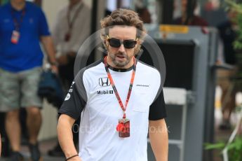 World © Octane Photographic Ltd. McLaren Honda MP4/30 – Fernando Alonso. Thursday 17th September 2015, F1 Singapore Grand Prix Paddock, Marina Bay. Digital Ref: