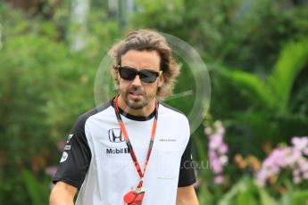 World © Octane Photographic Ltd. McLaren Honda MP4/30 – Fernando Alonso. Thursday 17th September 2015, F1 Singapore Grand Prix Paddock, Marina Bay. Digital Ref: