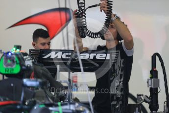 World © Octane Photographic Ltd. McLaren Honda MP4/30. Thursday 17th September 2015, F1 Singapore Grand Prix Pit lane, Marina Bay. Digital Ref: 1424LB1D4128