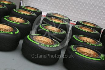 World © Octane Photographic Ltd. Pirelli Green (Intermediate) tyres. Thursday 17th September 2015, F1 Singapore Grand Prix Paddock, Marina Bay. Digital Ref: