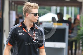 World © Octane Photographic Ltd. Sahara Force India VJM08B – Nico Hulkenberg. Thursday 17th September 2015, F1 Singapore Grand Prix Paddock, Marina Bay. Digital Ref: