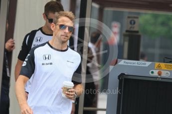 World © Octane Photographic Ltd. McLaren Honda MP4/30 - Jenson Button. Thursday 17th September 2015, F1 Singapore Grand Prix Paddock, Marina Bay. Digital Ref: