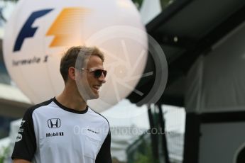World © Octane Photographic Ltd. McLaren Honda MP4/30 - Jenson Button. Thursday 17th September 2015, F1 Singapore Grand Prix Paddock, Marina Bay. Digital Ref: