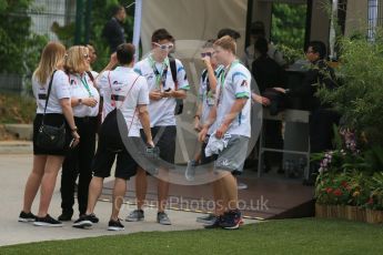World © Octane Photographic Ltd. F1 in Schools champions - Germany/USA team. Friday 18th September 2015, F1 Singapore Grand Prix Paddock, Marina Bay. Digital Ref: 1427CB1D4491