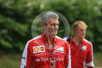 World © Octane Photographic Ltd. Scuderia Ferrari - Maurizio Arrivabene. Friday 18th September 2015, F1 Singapore Grand Prix Paddock, Marina Bay. Digital Ref: 1427CB1D4514