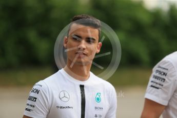 World © Octane Photographic Ltd. Mercedes AMG Petronas F1 W06 Hybrid Reserve Driver – Pascal Wehrlein. Friday 18th September 2015, F1 Singapore Grand Prix Paddock, Marina Bay. Digital Ref: 1427CB1D4557