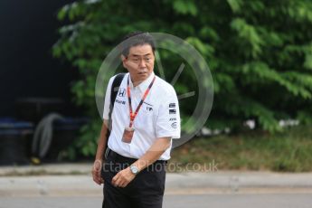 World © Octane Photographic Ltd. McLaren Honda - Yasuhisa Arai. Friday 18th September 2015, F1 Singapore Grand Prix Paddock, Marina Bay. Digital Ref: 1427CB1D4567