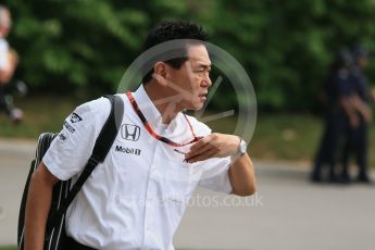 World © Octane Photographic Ltd. McLaren Honda - Yasuhisa Arai. Friday 18th September 2015, F1 Singapore Grand Prix Paddock, Marina Bay. Digital Ref: 1427CB1D4574