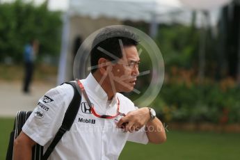 World © Octane Photographic Ltd. McLaren Honda - Yasuhisa Arai. Friday 18th September 2015, F1 Singapore Grand Prix PPaddock, Marina Bay. Digital Ref: 1427CB1D4576