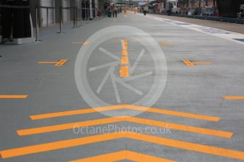 World © Octane Photographic Ltd. Mercedes AMG Petronas Pit box markings. Friday 18th September 2015, F1 Singapore Grand Prix Pit Lane, Marina Bay. Digital Ref: 1427CB5D9503