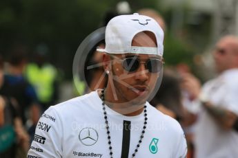 World © Octane Photographic Ltd. Mercedes AMG Petronas F1 W06 Hybrid – Lewis Hamilton. Friday 18th September 2015, F1 Singapore Grand Prix Paddock, Marina Bay. Digital Ref: