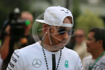World © Octane Photographic Ltd. Mercedes AMG Petronas F1 W06 Hybrid – Lewis Hamilton. Friday 18th September 2015, F1 Singapore Grand Prix Paddock, Marina Bay. Digital Ref: