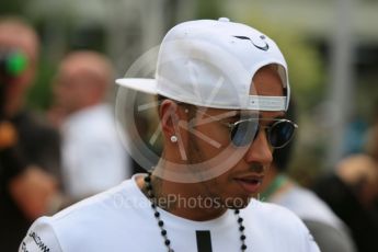 World © Octane Photographic Ltd. Mercedes AMG Petronas F1 W06 Hybrid – Lewis Hamilton. Friday 18th September 2015, F1 Singapore Grand Prix Paddock, Marina Bay. Digital Ref: