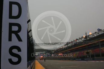 World © Octane Photographic Ltd. DRS zone on the start-finish straight. Wednesday 16th September 2015, F1 Singapore Grand Prix Set Up, Marina Bay. Digital Ref: 1423CB5D9424