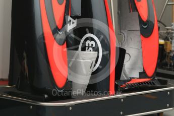 World © Octane Photographic Ltd. McLaren Honda MP4/30 side pod and airbox covers with Esso logo. Wednesday 16th September 2015, F1 Singapore Grand Prix Set Up, Marina Bay. Digital Ref: