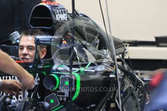 World © Octane Photographic Ltd. McLaren Honda MP4/30 side pod detail. Wednesday 16th September 2015, F1 Singapore Grand Prix Set Up, Marina Bay. Digital Ref:
