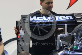 World © Octane Photographic Ltd. McLaren Honda MP4/30 rear wing. Wednesday 16th September 2015, F1 Singapore Grand Prix Set Up, Marina Bay. Digital Ref: