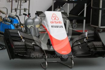 World © Octane Photographic Ltd. Manor Marussia F1 Team MR03B – front wing. Wednesday 16th September 2015, F1 Singapore Grand Prix Set Up, Marina Bay. Digital Ref: 1423CB7D9512