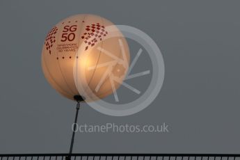 World © Octane Photographic Ltd. Illuminated SG50 (Singapore's Golden Jubilee) sign above main grandstand. Wednesday 16th September 2015, F1 Singapore Grand Prix Set Up, Marina Bay. Digital Ref: 1423CB7D9543