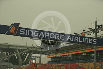 World © Octane Photographic Ltd. Smoggy start straights with the lights out. Wednesday 16th September 2015, F1 Singapore Grand Prix Set Up, Marina Bay. Digital Ref: