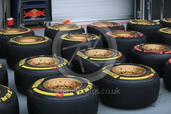 World © Octane Photographic Ltd. Scuderia Toro Rosso STR10 Pirelli Red (Super soft compound) and Yellow (Soft compound) tyres. Wednesday 16th September 2015, F1 Singapore Grand Prix Set Up, Marina Bay. Digital Ref: