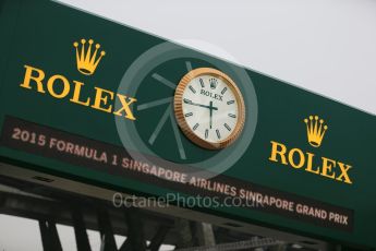 World © Octane Photographic Ltd. Rolex official timing board. Wednesday 16th September 2015, F1 Singapore Grand Prix Set Up, Marina Bay. Digital Ref:  1423LB1D4089
