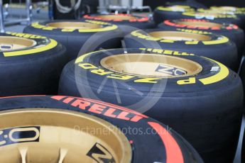 World © Octane Photographic Ltd. Scuderia Toro Rosso STR10 Pirelli Red (Super soft compound) and Yellow (Soft compound) tyres. Wednesday 16th September 2015, F1 Singapore Grand Prix Set Up, Marina Bay. Digital Ref: 1423LB1L9555