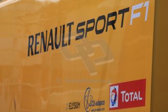 World © Octane Photographic Ltd. Renault Sport F1 and Total logos. Tuesday 12th May 2015, F1 In-season testing, Circuit de Barcelona-Catalunya, Spain. Digital Ref: 1268CB7D1031