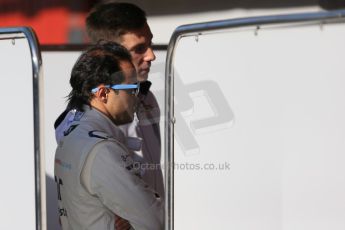 World © Octane Photographic Ltd. Williams Martini Racing Alex Lynn and Felipe Massa talk in the pit lane. Tuesday 12th May 2015, F1 In-season testing, Circuit de Barcelona-Catalunya, Spain. Digital Ref: 1268LB1D1530