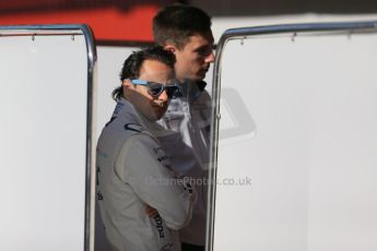 World © Octane Photographic Ltd. Williams Martini Racing Alex Lynn and Felipe Massa talk in the pit lane. Tuesday 12th May 2015, F1 In-season testing, Circuit de Barcelona-Catalunya, Spain. Digital Ref: 1268LB1D1540
