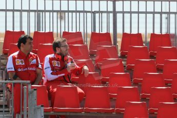 World © Octane Photographic Ltd. Scuderia Ferrari - E Tas and Marco Fusacchia - Aerodynamics Team Leader . Sunday Tuesday 12th 2015, F1 In-season testing, Circuit de Barcelona-Catalunya, Spain. Digital Ref: 1268LB1D1960