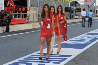 World © Octane Photographic Ltd. Paddock Club Girls in the pit lane. Friday 8th May 2015, F1 Spanish GP Practice 1, Circuit de Barcelona-Catalunya, Spain. Digital Ref: 1249CB1L5967