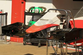 World © Octane Photographic Ltd. Manor Marussia F1 Team – William Stevens - extra nose cones. Friday 8th May 2015, F1 Spanish GP Practice 1, Circuit de Barcelona-Catalunya, Spain. Digital Ref: 1249CB1L6026