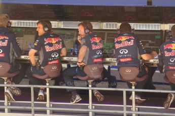 World © Octane Photographic Ltd. Infiniti Red Bull Racing pitwall with Christian Horner. Friday 8th May 2015, F1 Spanish GP Formula 1 Practice 1, Circuit de Barcelona-Catalunya, Spain. Digital Ref: 1249CB1L6441