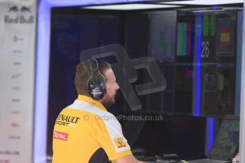 World © Octane Photographic Ltd. Renault Sport team members in the garage during Practice 1.  Friday 8th May 2015, F1 Spanish GP Practice 1, Circuit de Barcelona-Catalunya, Spain. Digital Ref: 1249CB5D0488