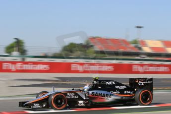 World © Octane Photographic Ltd. Sahara Force India VJM08 – Sergio Perez. Friday 8th May 2015, F1 Spanish GP Practice 1, Circuit de Barcelona-Catalunya, Spain. Digital Ref: 1249LB7D6039