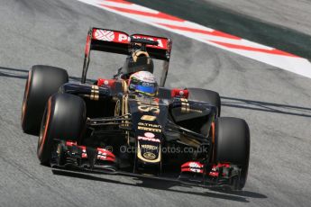 World © Octane Photographic Ltd. Lotus F1 Team E23 Hybrid – Romain Grosjean. Friday 8th May 2015, F1 Spanish GP Practice 2, Circuit de Barcelona-Catalunya, Spain. Digital Ref: 1251CB5D1169