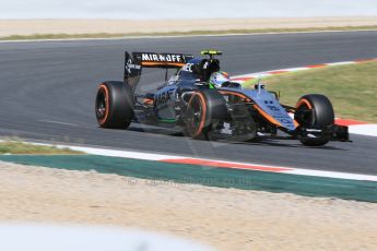 World © Octane Photographic Ltd. Sahara Force India VJM08 – Sergio Perez. Saturday 9th May 2015, F1 Spanish GP Practice 3, Circuit de Barcelona-Catalunya, Spain. Digital Ref: 1256CB7D7603