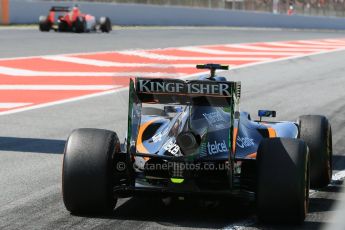 World © Octane Photographic Ltd. Sahara Force India VJM08 – Sergio Perez. Saturday 9th May 2015, F1 Spanish GP Formula 1 Practice 3, Circuit de Barcelona-Catalunya, Spain. Digital Ref: 1256CB7D7874