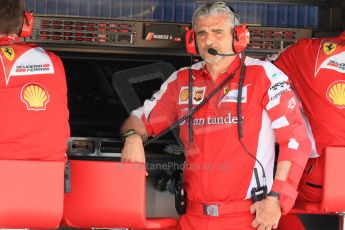 World © Octane Photographic Ltd. Scuderia Ferrari -Maurizio Arrivabene. Saturday 9th May 2015, F1 Spanish GP Practice 3, Circuit de Barcelona-Catalunya, Spain. Digital Ref: 1256LB1D7965