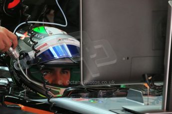 World © Octane Photographic Ltd. Sahara Force India VJM08 – Sergio Perez. Saturday 9th May 2015, F1 Spanish GP Practice 3, Circuit de Barcelona-Catalunya, Spain. Digital Ref: 1256LB1D7985