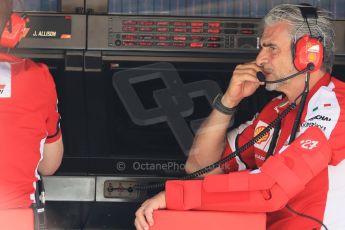 World © Octane Photographic Ltd. Scuderia Ferrari -Maurizio Arrivabene. Saturday 9th May 2015, F1 Spanish GP Practice 3, Circuit de Barcelona-Catalunya, Spain. Digital Ref: 1256LB1D8028