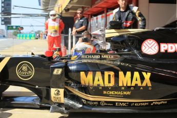 World © Octane Photographic Ltd. Lotus F1 Team E23 Hybrid – Romain Grosjean. Saturday 9th May 2015, F1 Spanish GP Practice 3, Circuit de Barcelona-Catalunya, Spain. Digital Ref: 1256LW1L7436