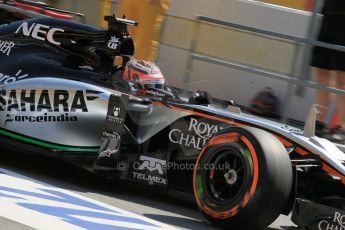 World © Octane Photographic Ltd. Sahara Force India VJM08 – Nico Hulkenberg. Saturday 9th May 2015, F1 Spanish GP Practice 3, Circuit de Barcelona-Catalunya, Spain. Digital Ref: 1256LW1L7514