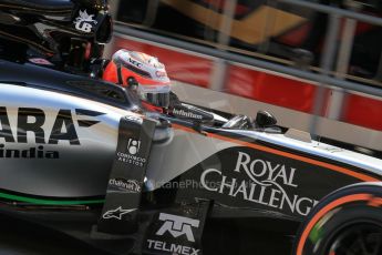 World © Octane Photographic Ltd. Sahara Force India VJM08 – Nico Hulkenberg. Saturday 9th May 2015, F1 Spanish GP Practice 3, Circuit de Barcelona-Catalunya, Spain. Digital Ref: 1256LW1L7522