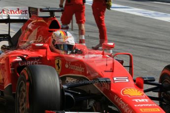 World © Octane Photographic Ltd. Scuderia Ferrari SF15-T– Sebastian Vettel. Saturday 9th May 2015, F1 Spanish GP Practice 3, Circuit de Barcelona-Catalunya, Spain. Digital Ref: 1256LW1L7566