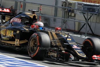 World © Octane Photographic Ltd. Lotus F1 Team E23 Hybrid – Romain Grosjean. Saturday 9th May 2015, F1 Spanish GP Formula 1 Practice 3, Circuit de Barcelona-Catalunya, Spain. Digital Ref: 1256LW1L7701