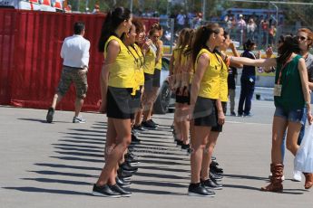 World © Octane Photographic Ltd. Grid Girls. Saturday 9th May 2015, F1 Spanish GP Qualifying, Circuit de Barcelona-Catalunya, Spain. Digital Ref: 1257CB7D8382